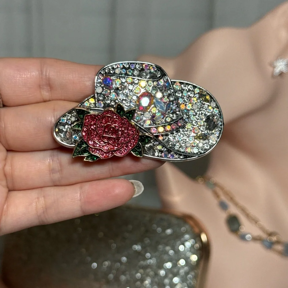⚜️ Crystal Rose Hat Brooch